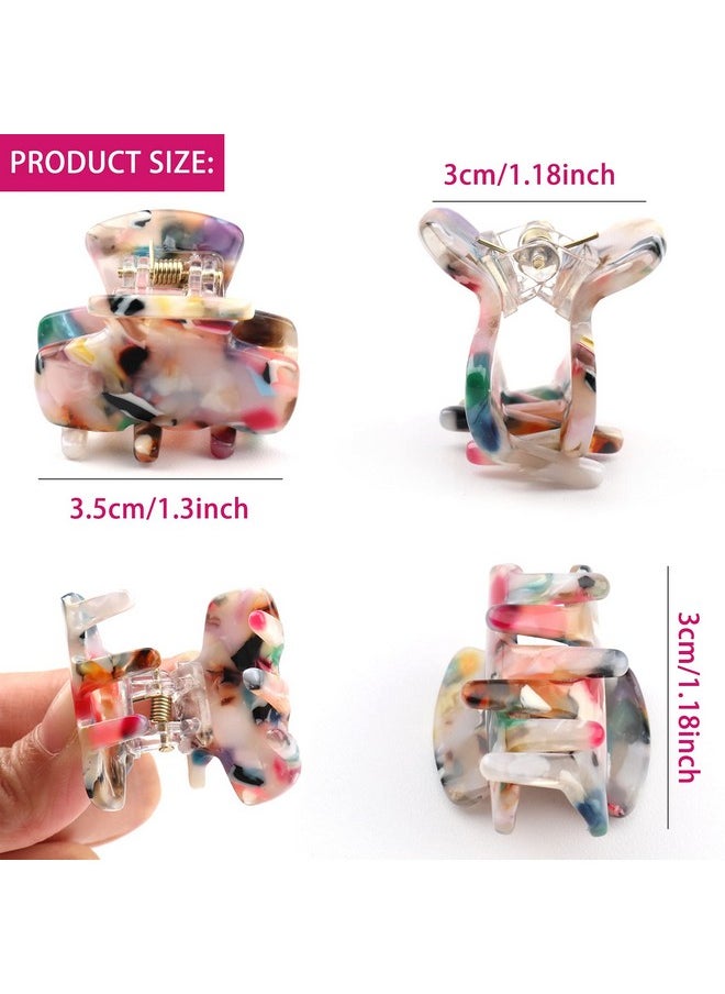Messen 6 PCS Small Hair Claw Clips 1.4 Inch Tortoise Claw Clip for Women Girls Mini Size Leopard Print Acrylic French Design Jaw Clips Non-Slip Strong Hold Hair Grip Catch Barrette  - Image 1