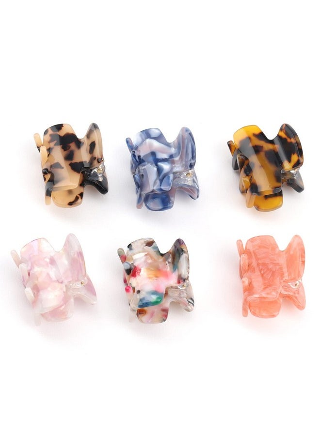 Messen 6 PCS Small Hair Claw Clips 1.4 Inch Tortoise Claw Clip for Women Girls Mini Size Leopard Print Acrylic French Design Jaw Clips Non-Slip Strong Hold Hair Grip Catch Barrette  - Image 2