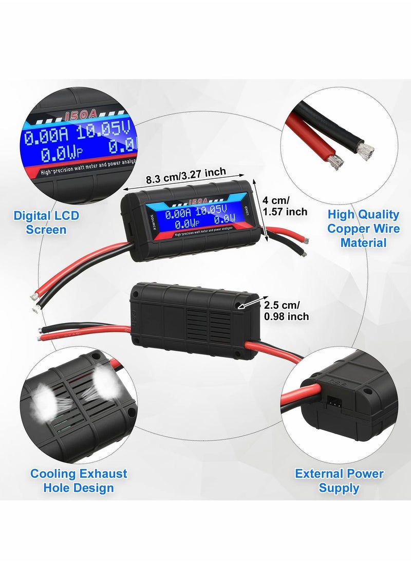 SYOSI Current Analyzer, 2pcs 150A High Precision Meter Power Analyzer Battery Consumption Performance Amp Meter Power Monitor with Backlight Digital Lcd Screen for Tester Circuit  - Image 3