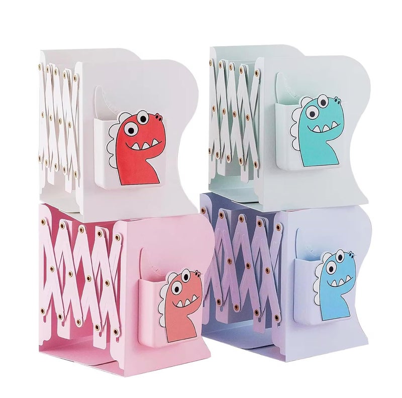 KolorFish Bookend, Metal Book Ends for Shelves, Book Stopper for Heavy Books, Hold Books for Kids Room, Home, Office, Classroom, Library with Cartoon Removable Pen Holder (Blue) - Image 4