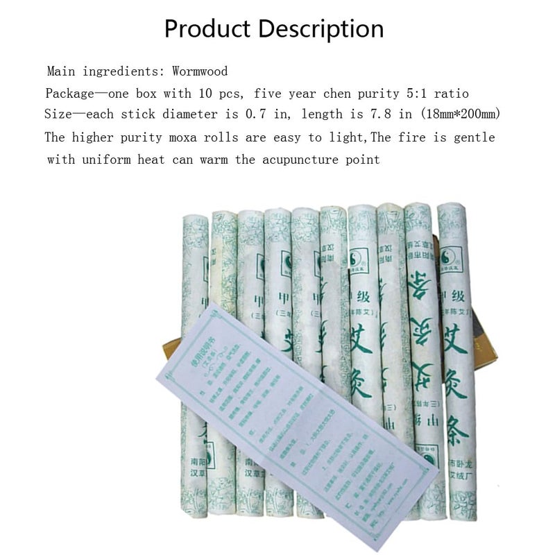 AMTOOCH Moxa Sticks Natural Mugwort Rolls Pure Handmade 3-Years Purity Wormwood for Moxibustion ï¼ˆ10 per Boxï¼‰ - Image 4