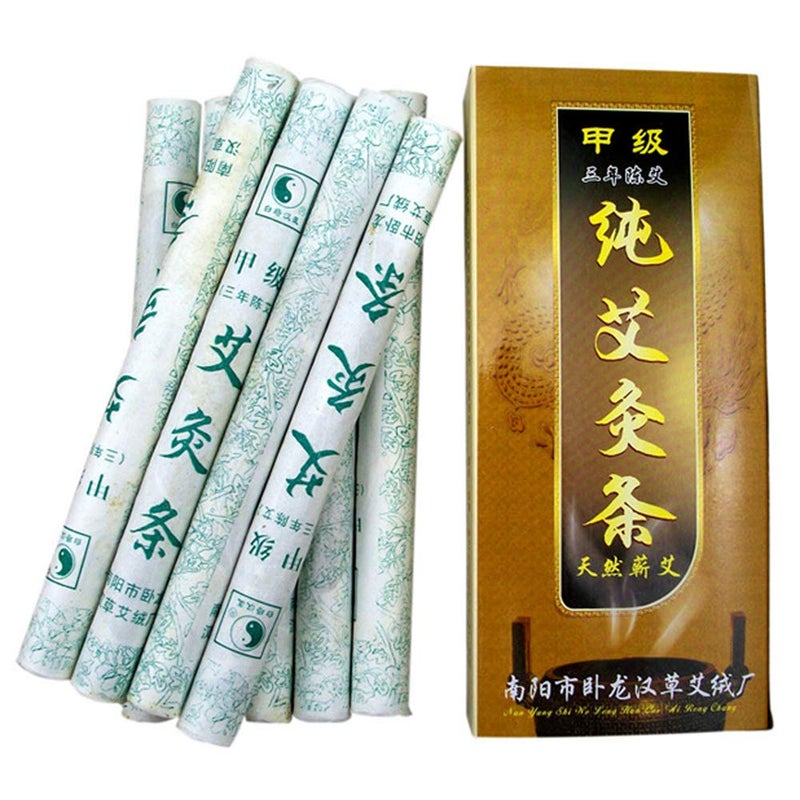AMTOOCH Moxa Sticks Natural Mugwort Rolls Pure Handmade 3-Years Purity Wormwood for Moxibustion ï¼ˆ10 per Boxï¼‰ - Image 1