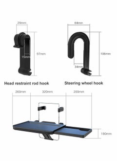 KASTWAVE Car Steering Wheel Tray/Back Seat Headrest Tray 2 in 1 for Eating Food Drink and Writing Laptop Work, Black Car Desk  - Image 3