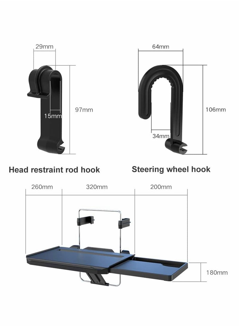 KASTWAVE Car Steering Wheel Tray/Back Seat Headrest Tray 2 in 1 for Eating Food Drink and Writing Laptop Work, Black Car Desk  - Image 3