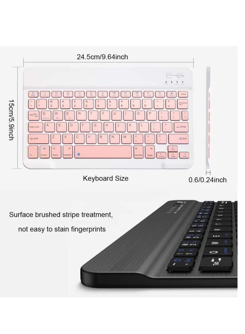 Rechargeable Bluetooth Keyboard and Mouse Combo Ultra-Slim Portable Compact Wireless Mouse Keyboard Set for Android Windows Tablet Cell Phone iPhone iPad Pro Air Mini, iPad OS/iOS 13 and Above (Pink) - Image 3