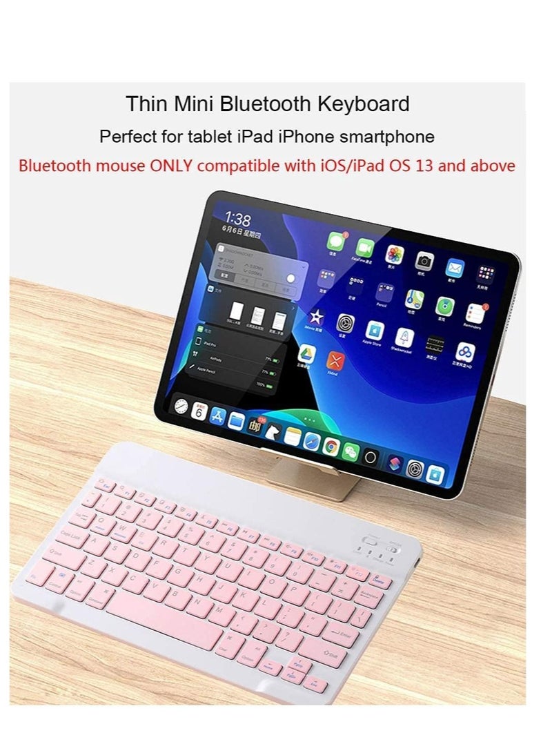 Rechargeable Bluetooth Keyboard and Mouse Combo Ultra-Slim Portable Compact Wireless Mouse Keyboard Set for Android Windows Tablet Cell Phone iPhone iPad Pro Air Mini, iPad OS/iOS 13 and Above (Pink) - Image 5