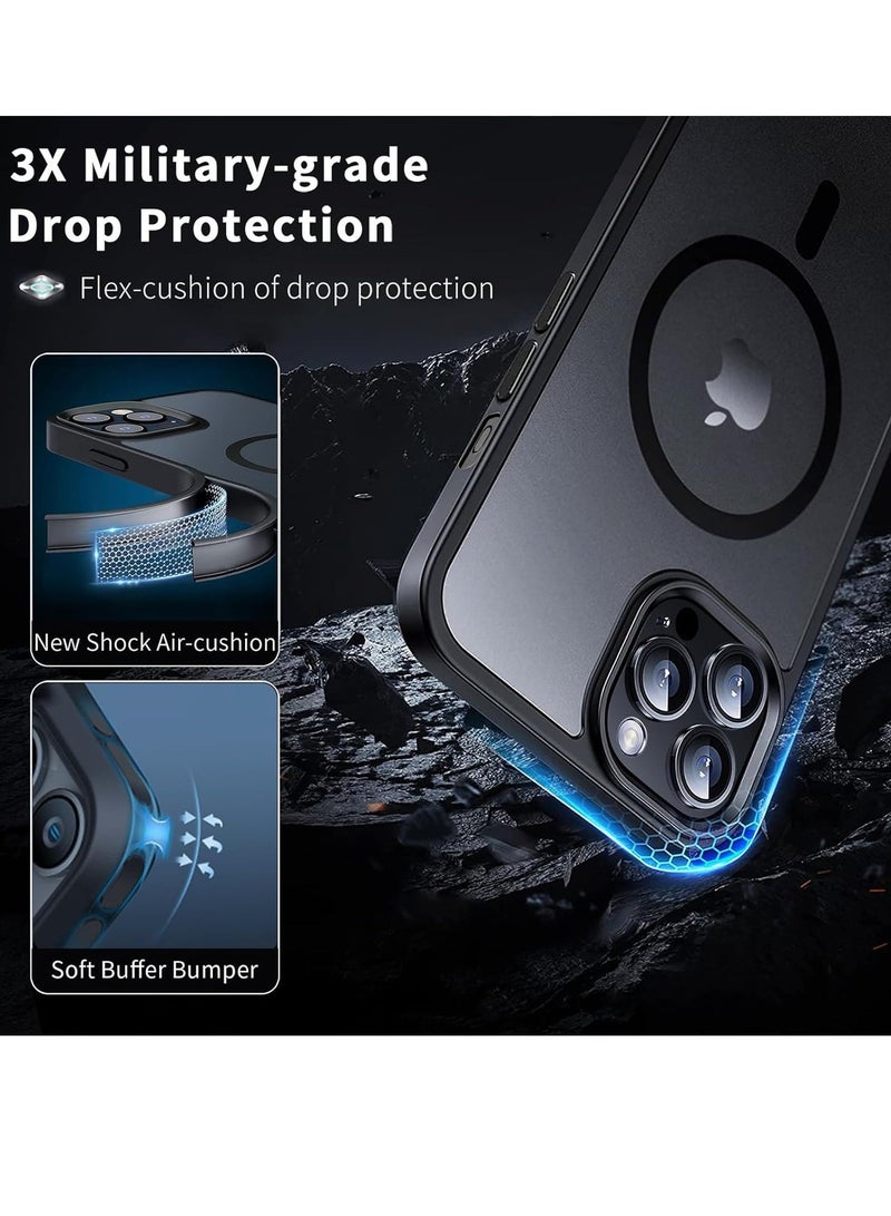 Raxoom iPhone 15 Pro Max Case Cover Compatible with Magsafe Magnetic Designed Shockproof Case Translucent Matte Protective Cover Back Hard Cases with Magnet for iPhone 15 Pro Max Case Black - Image 4