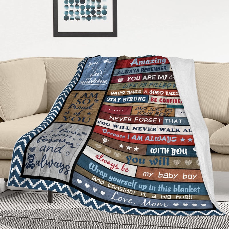 Mubpean Gifts for Son  Son Gifts Blanket 60""X50""  Son Gifts from Mom  Gifts for Son from Mom  Son Birthday Gifts  Birthday Gifts for Son  Son Gifts for Christmas  to My Son Blanket  Best Son Ever Gift - Image 2