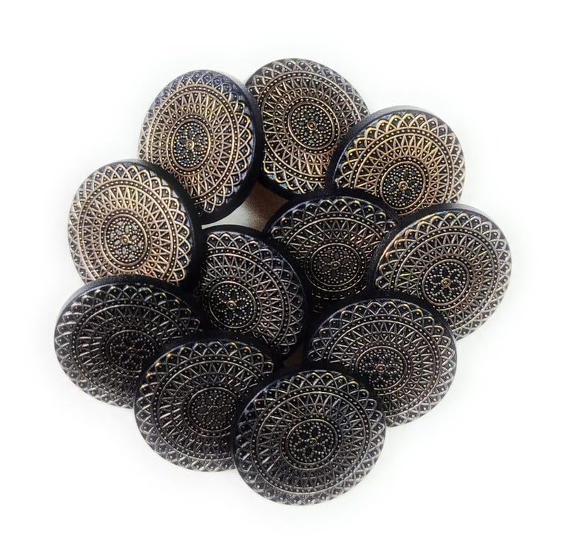 Generic Metal Round Shape Coat Buttons (Black & Golden -1.6Cm)