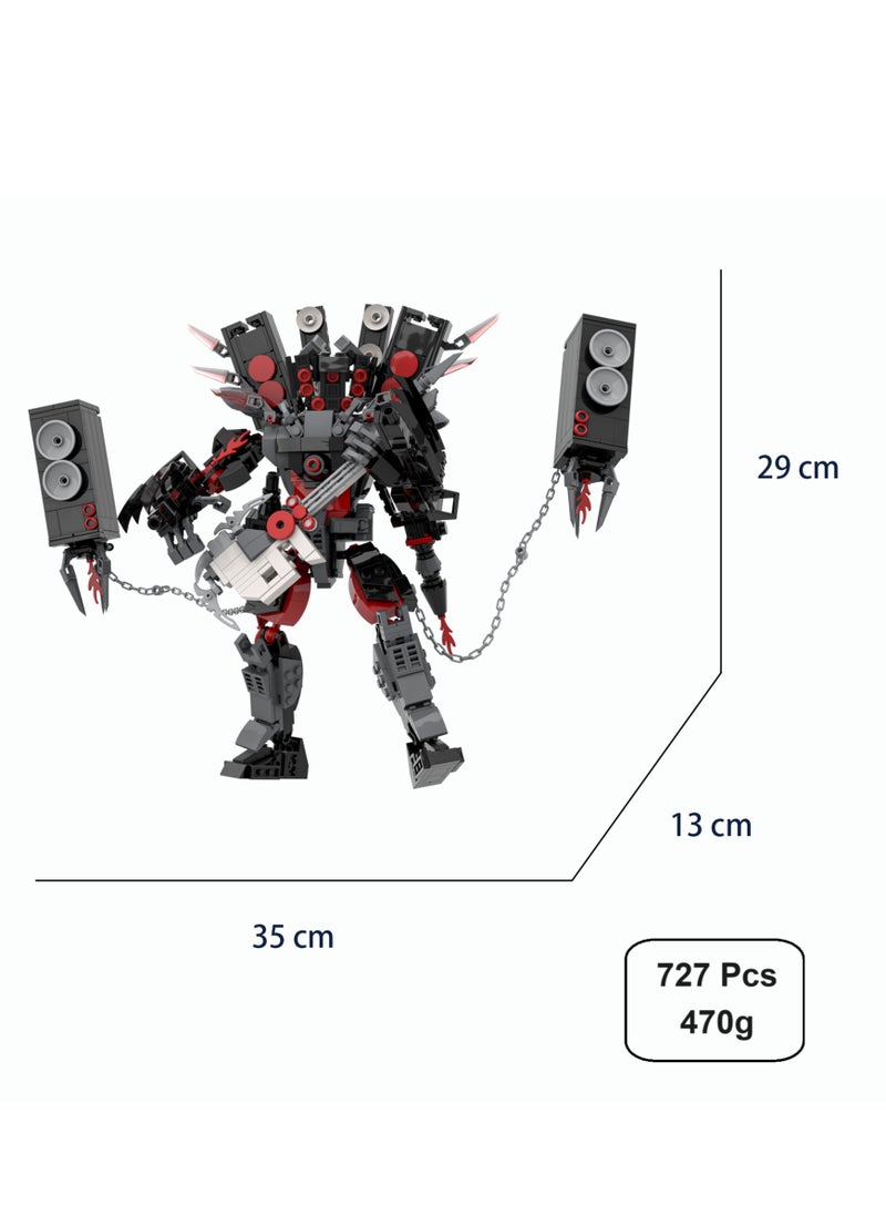 General Skibidi Toilet Man Toy Building Blocks 727Pcs Guitar Player Enhanced Edition Toy Ideas Toys Battle Horror Game Model Ideas Toys Gifts for Adult & Kids  - Image 1