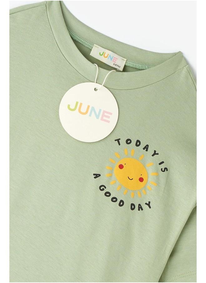 JUNE - June Printed Tshirt Light Green - Image 1