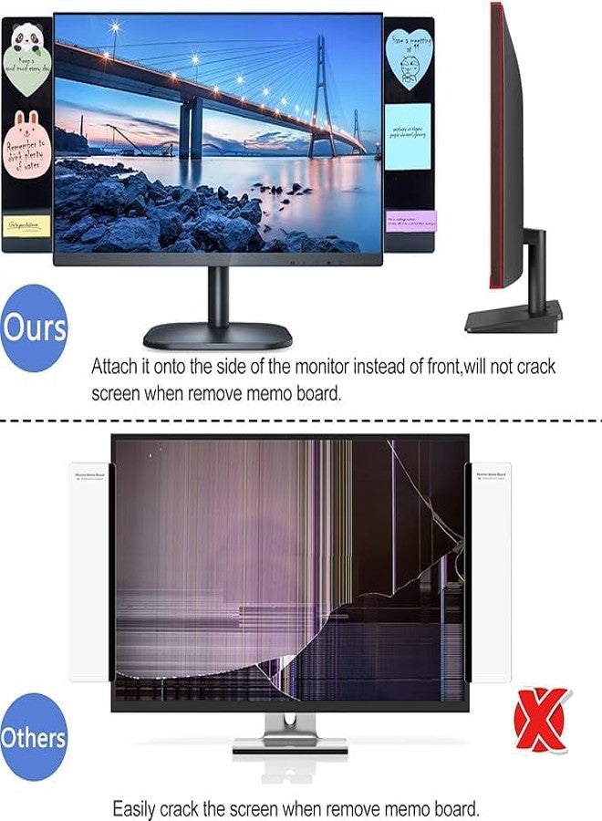 YOCOOLFUN 2 Pack Black Computer Monitor Memo Board for No Edge Monitors, Sticky Note Holder Message Board Top Mount Left and Right - Image 3