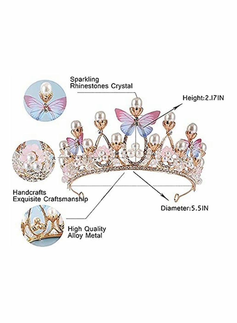 KASTWAVE Girls Tiaras, Princess Tiaras for Girls, Birthday Crown for Girls Butterfly Princess Performance Disc Hair Model Catwalk Handmade Crystal Tiara - Image 2