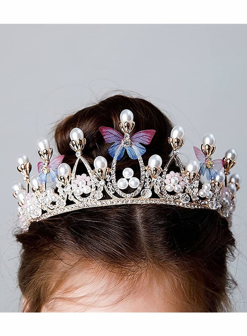 KASTWAVE Girls Tiaras, Princess Tiaras for Girls, Birthday Crown for Girls Butterfly Princess Performance Disc Hair Model Catwalk Handmade Crystal Tiara - Image 5