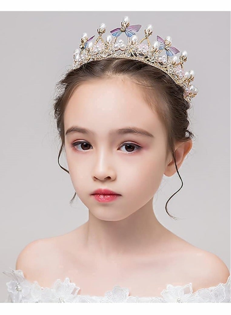 KASTWAVE Girls Tiaras, Princess Tiaras for Girls, Birthday Crown for Girls Butterfly Princess Performance Disc Hair Model Catwalk Handmade Crystal Tiara - Image 4