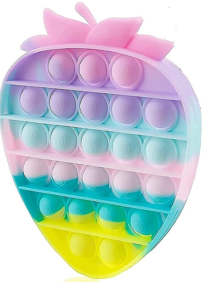 NIYANETAIL ألعاب NIYANETAIL Pop It Fidget، لعبة Pop it Rainbow Push Bubble Fidget الحسية، لعبة سيليكون لتخفيف التوتر للأطفال ذوي الاحتياجات الخاصة بالتوحد، ألعاب حسية رائعة وهدايا مبتكرة (فراولة) - Image 1