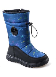 Cool Demos Navy Blue Patterned Girls Snow Boots 