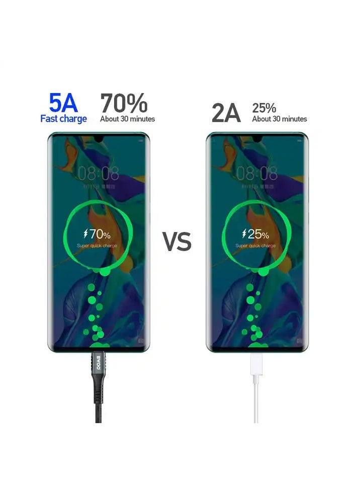 BWOO - High-Grade 5A Nylon Braided Type-C Fast Charging USB Cable by BWOO for Smartphones - Image 1