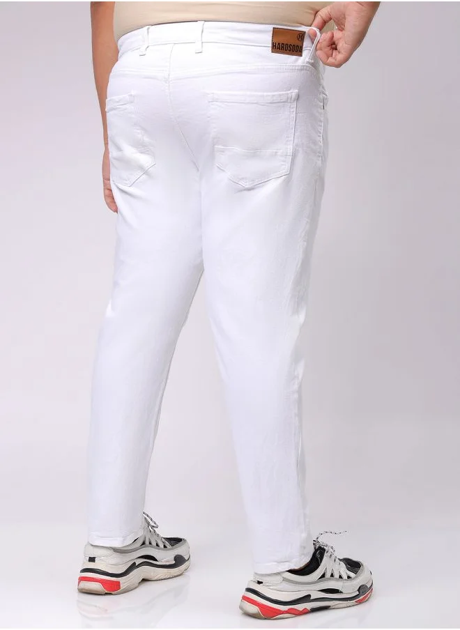 هاردسودا Men Plus Size Carrot Fit Solid Mid-Rise Stretchable Jeans