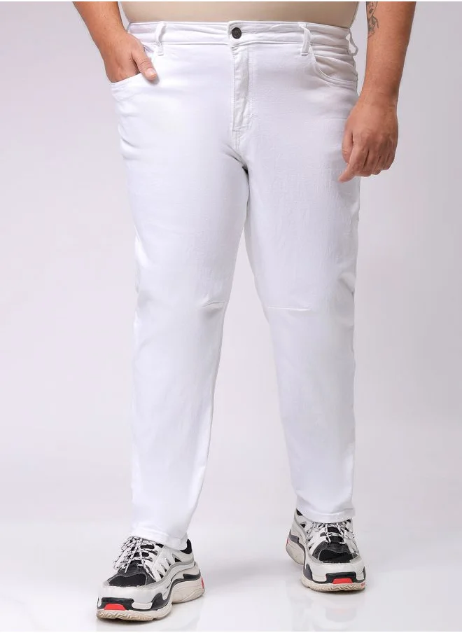 هاردسودا Men Plus Size Carrot Fit Solid Mid-Rise Stretchable Jeans