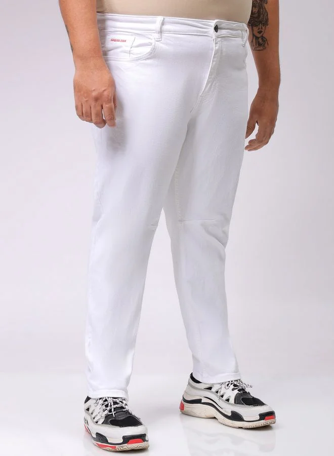هاردسودا Men Plus Size Carrot Fit Solid Mid-Rise Stretchable Jeans