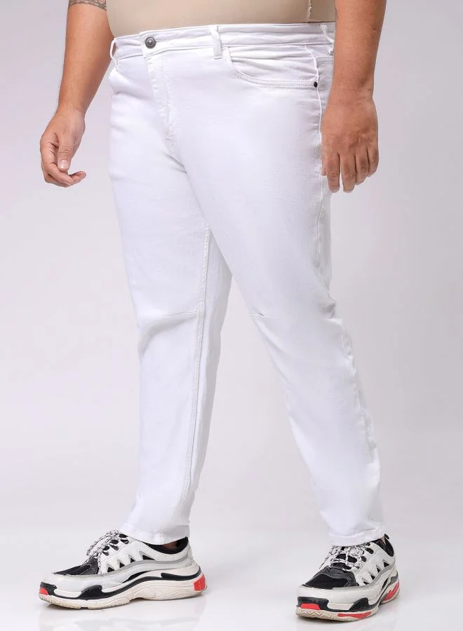 هاردسودا Men Plus Size Carrot Fit Solid Mid-Rise Stretchable Jeans
