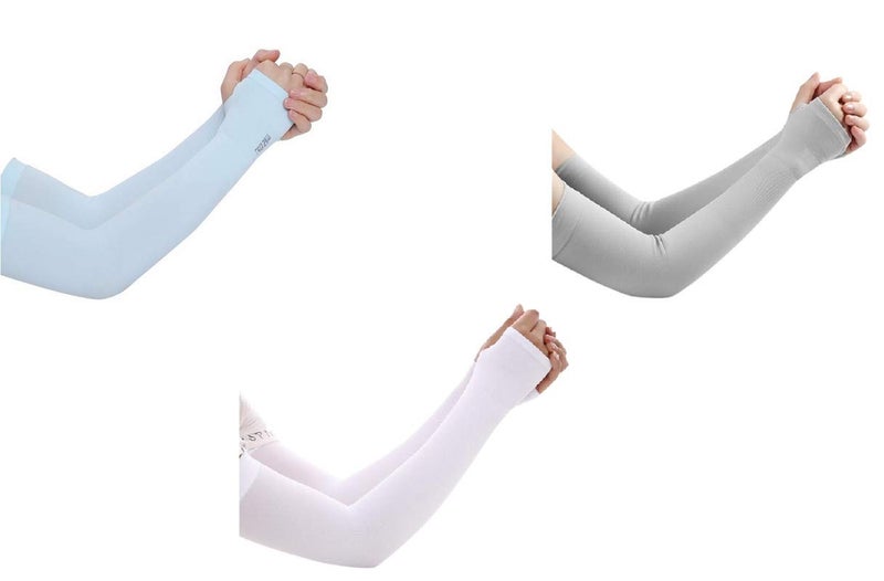 Dressify®High Performance Fingure Arm Sleeves for Athletic Fingure Arm Sleeves Perfect for Cricket, Bike Riding, Basketball, Baseball, Running & Outdoor Activities White, Grey, Sky Blue - Image 2