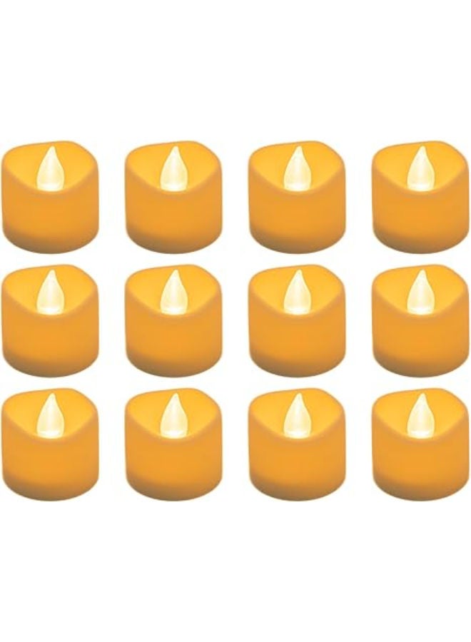 12 x Battery Tea Lights, Realistic LED Candles with Flickering Effect - Image 1
