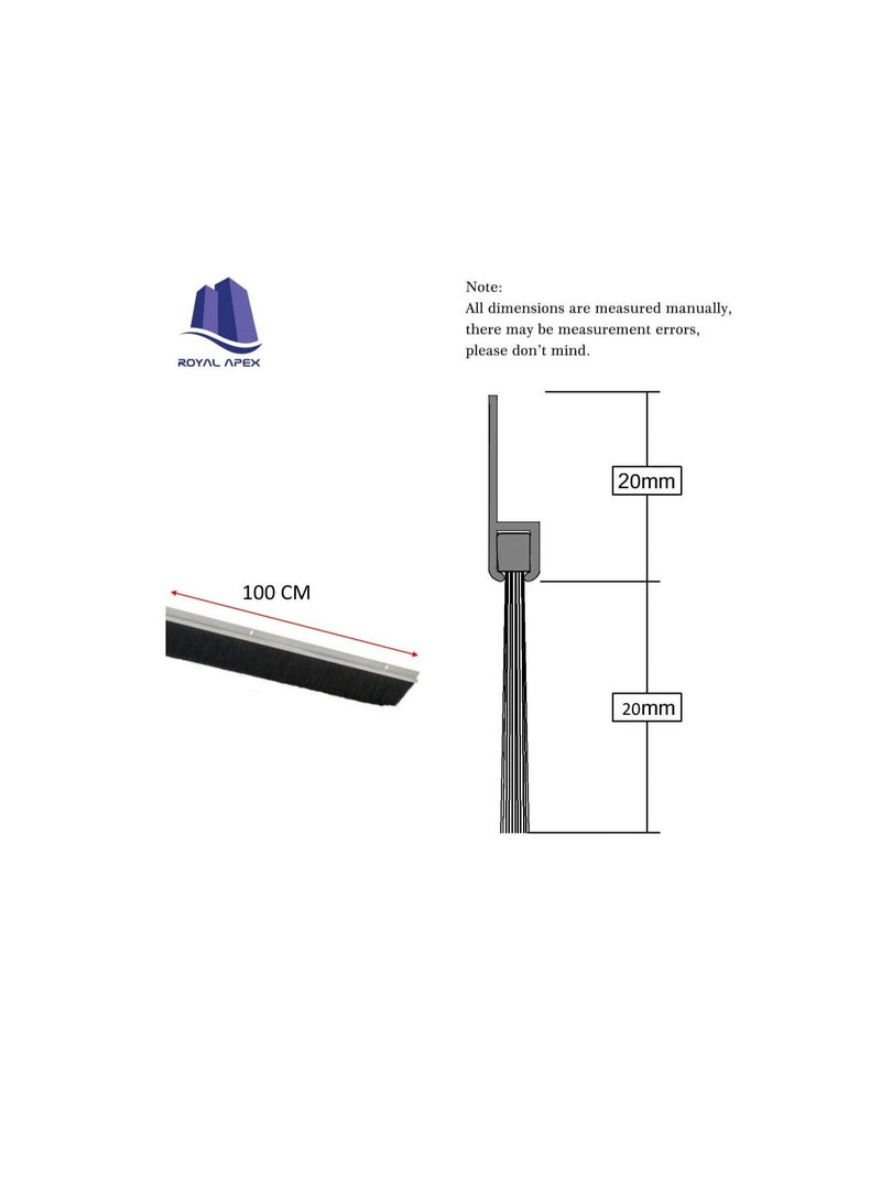 Door Bottom Brush & Rubber Seal with Screw for Exterior/Interior Doors, Insulation Door Seal Sound Proof Under Door Draft Blocker- Keeping Noise Repellent & Dust (100cm, Brush White) - Image 2