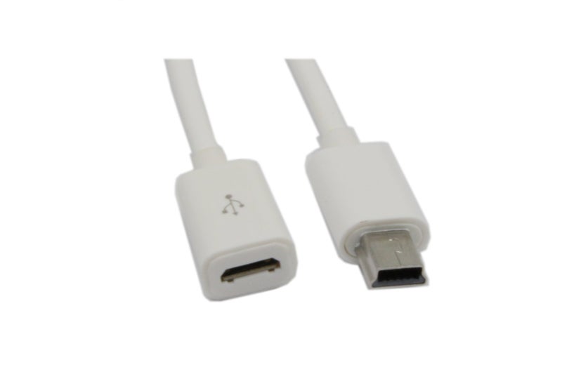 zdyCGTime Micro USB to Mini USB Extension Cable Micro USB Female to Mini USB Male Charging & Sync Adapter Cable Cord(2 Pack White - Image 5