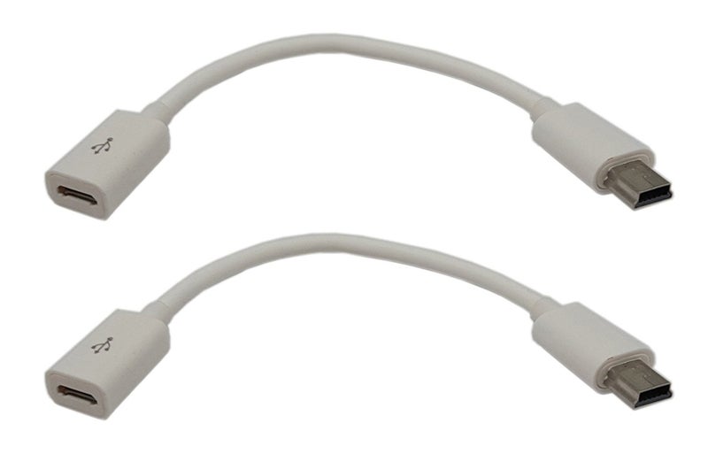 zdyCGTime Micro USB to Mini USB Extension Cable Micro USB Female to Mini USB Male Charging & Sync Adapter Cable Cord(2 Pack White - Image 1