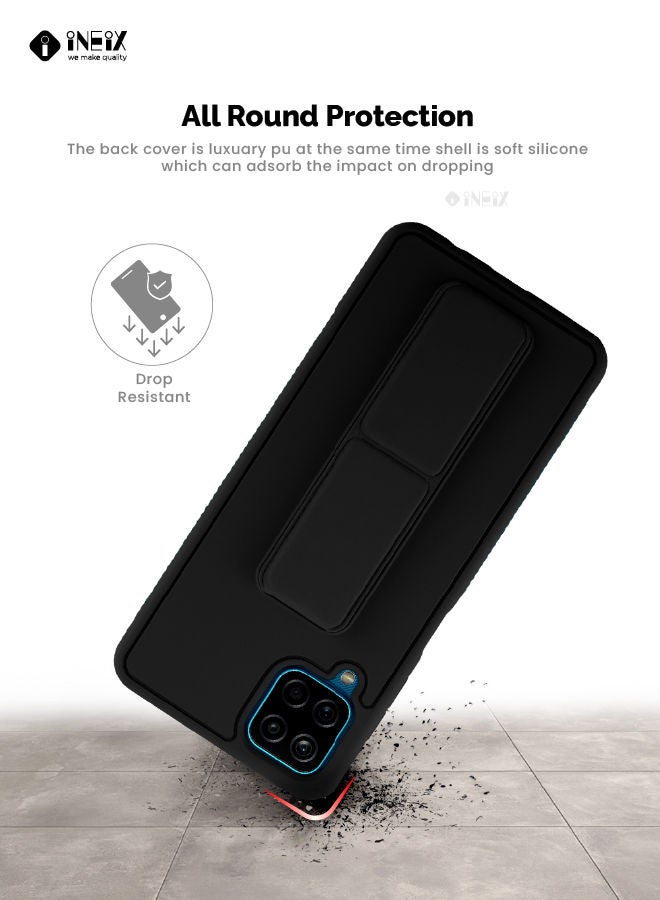 INEIX 3 in 1 Magnetic Hand Grip Holder Case For Samsung Galaxy A12 Black - Image 5
