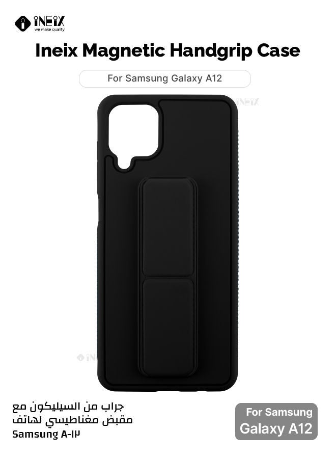 INEIX 3 in 1 Magnetic Hand Grip Holder Case For Samsung Galaxy A12 Black - Image 1