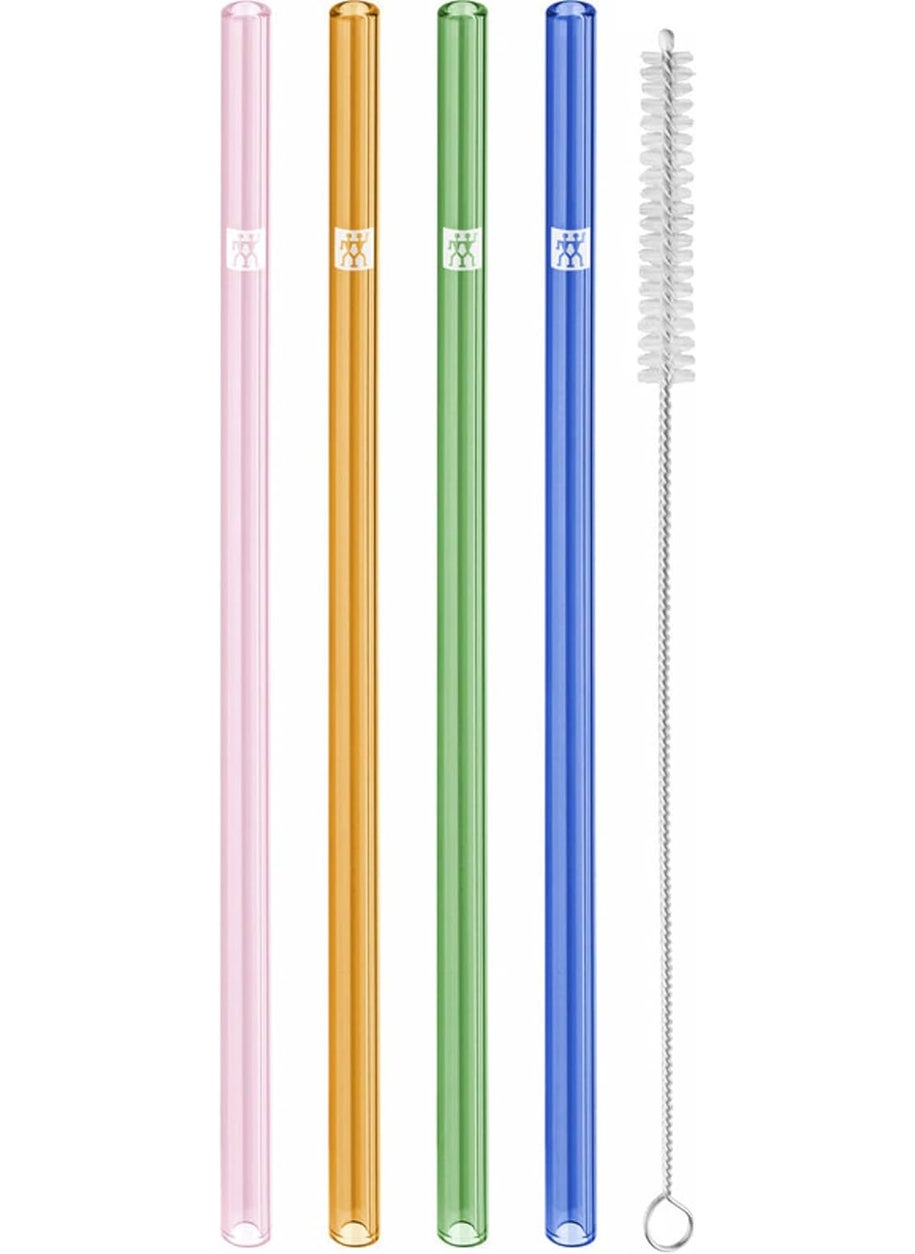 ZWILLING Sorrento 5pc Straight Glass Straw Set  Multi Color