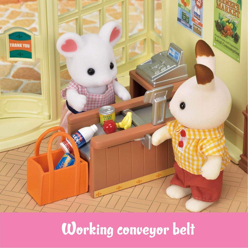 Calico Critters Calico Critters Grocery Market - Shop, Play, and Let Creativity Bloom!, Cream & Brown  - Image 4