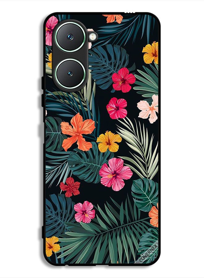 Covernex Vivo Y18i 4G Protective Case Cover Multi Color Flowers And Dark Green Feathers - Image 1