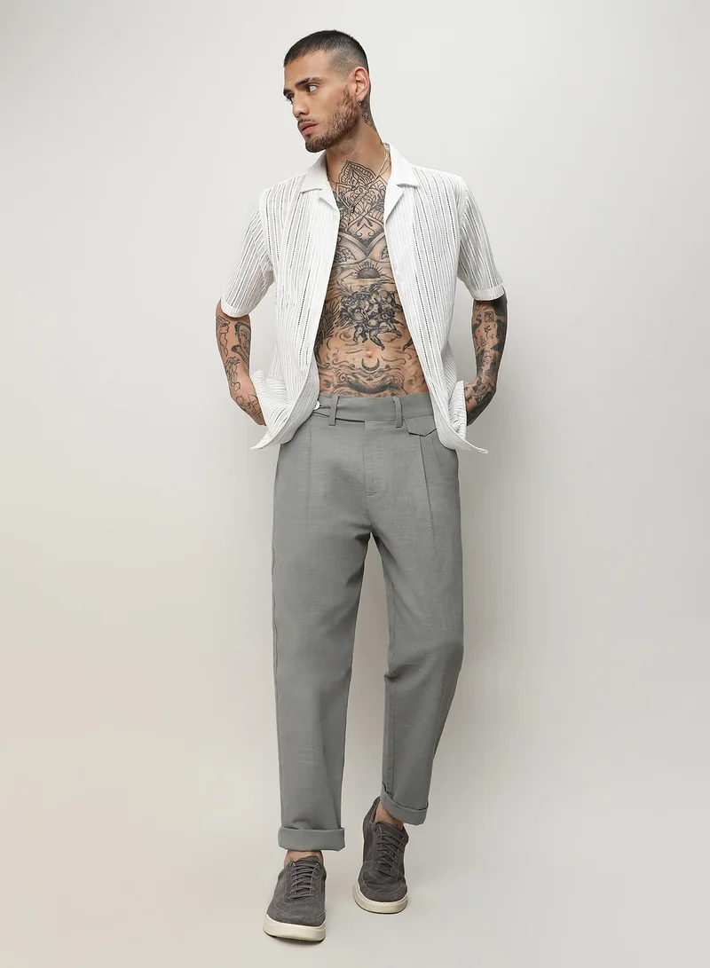 Campus Sutra  Lightweight - Solid Tailored Trousers for Men | Best Price UAE