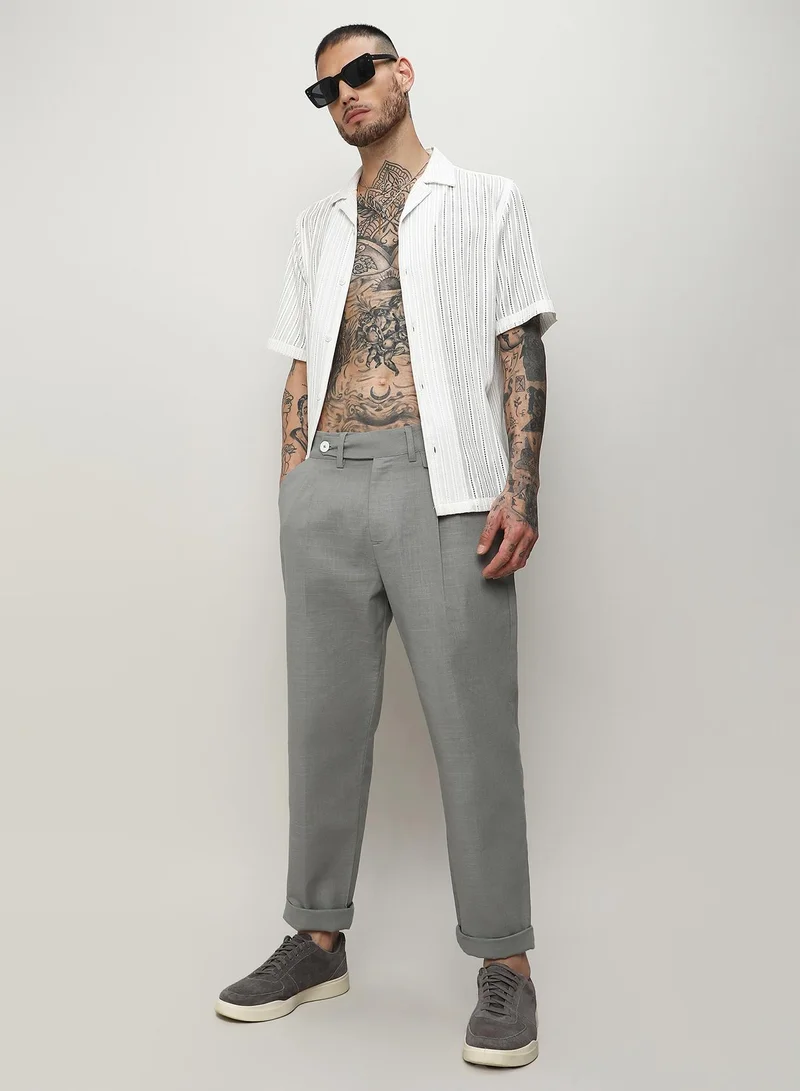 Campus Sutra  Lightweight - Solid Tailored Trousers for Men | Best Price UAE