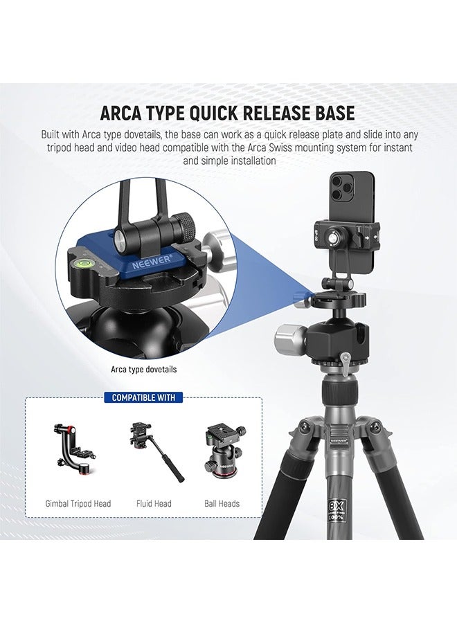 نيوير محول حامل ثلاثي معدني للهاتف من NEEWER مع قاعدة Arca QR، حذاء بارد، دوران 360 درجة وإمالة 180 درجة، حامل هاتف متوافق مع iPhone 15 Pro Max Galaxy S24 - Image 5