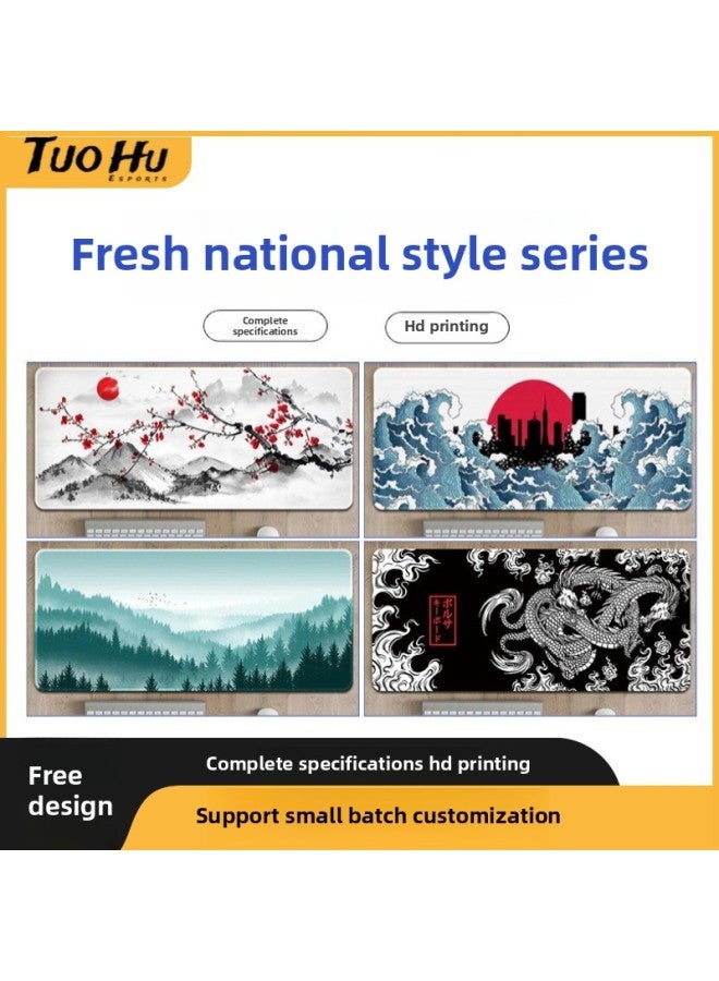 Chinese Style Mouse Pad Large Thickened Pad National Fashion Fresh Ink Painting Ancient Style Waterproof Table Mat Gift Office Keyboard Mat-Color:300*800*3mm-Pattern:National Fashion Ink Painting  - Image 2