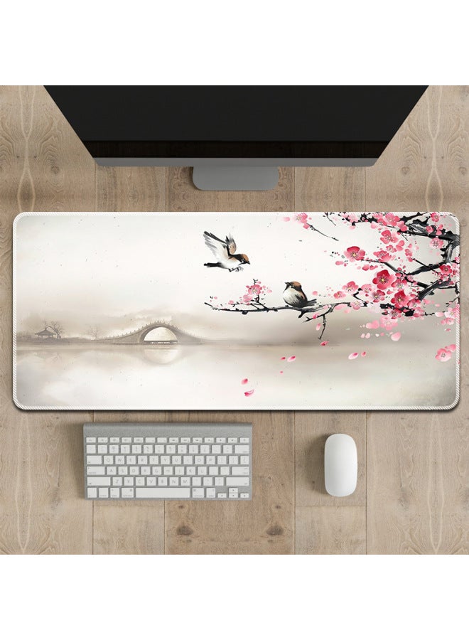 Chinese Style Mouse Pad Large Thickened Pad National Fashion Fresh Ink Painting Ancient Style Waterproof Table Mat Gift Office Keyboard Mat-Color:300*800*3mm-Pattern:National Fashion Ink Painting  - Image 5