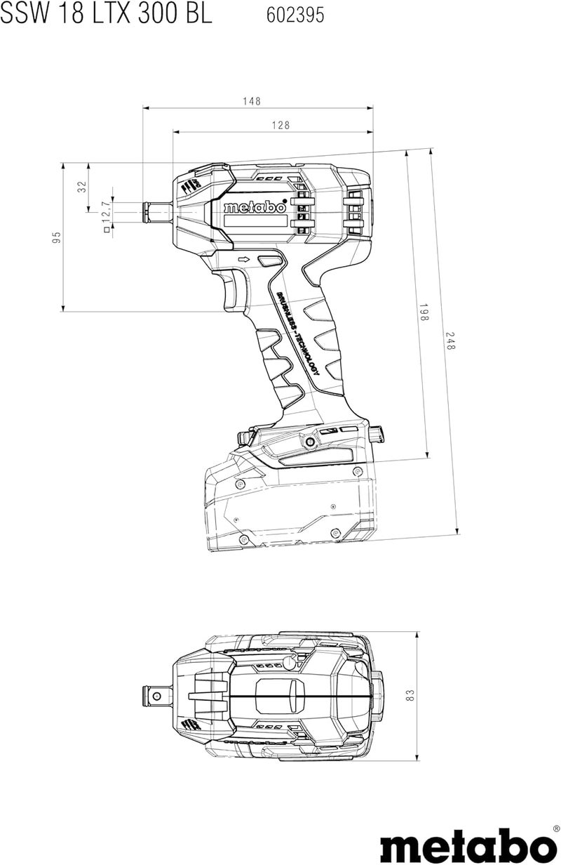 Metabo SSW 18 LTX 300 BL Brushless Impact Wrench - Image 2