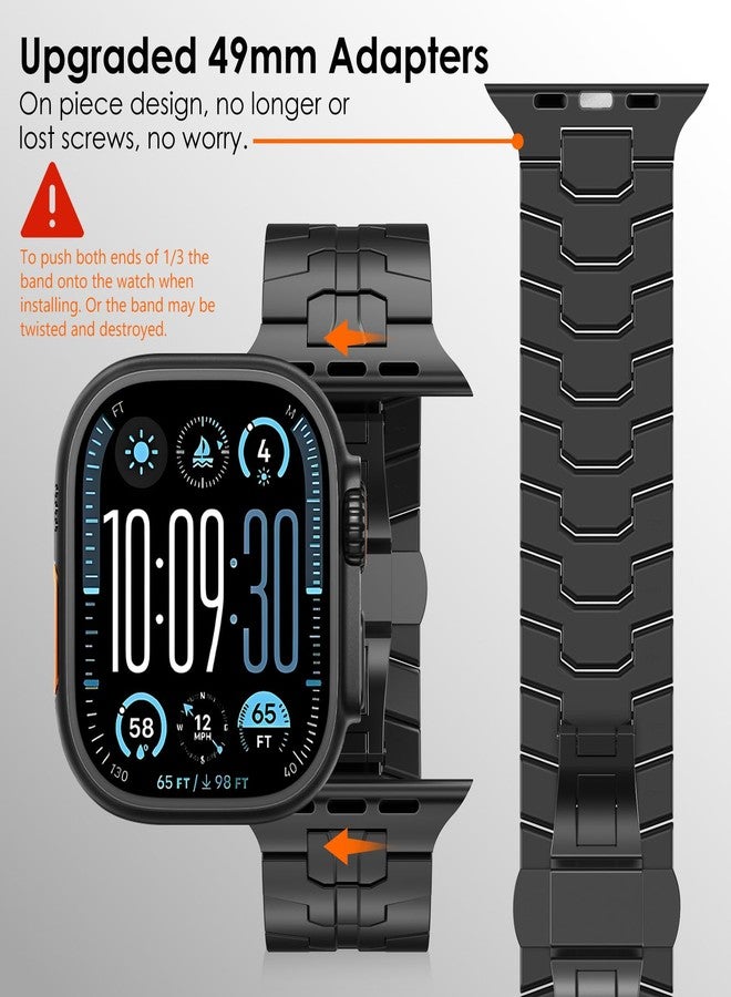 كيدز سوار KADES من التيتانيوم من الدرجة الثانية، متوافق مع ساعات Apple Watch Ultra 3/2/1 مقاس 49 مم، وسلسلة 11/10 مقاس 46 مم، وسلسلة 9/8/7 مقاس 45 مم، وسلسلة 6/5/4 مقاس 44 مم، وسلسلة 3/2/1 مقاس 42 مم. سوار معدني متين للرجال، أسود اللون، بعرض 24 مم. - Image 4