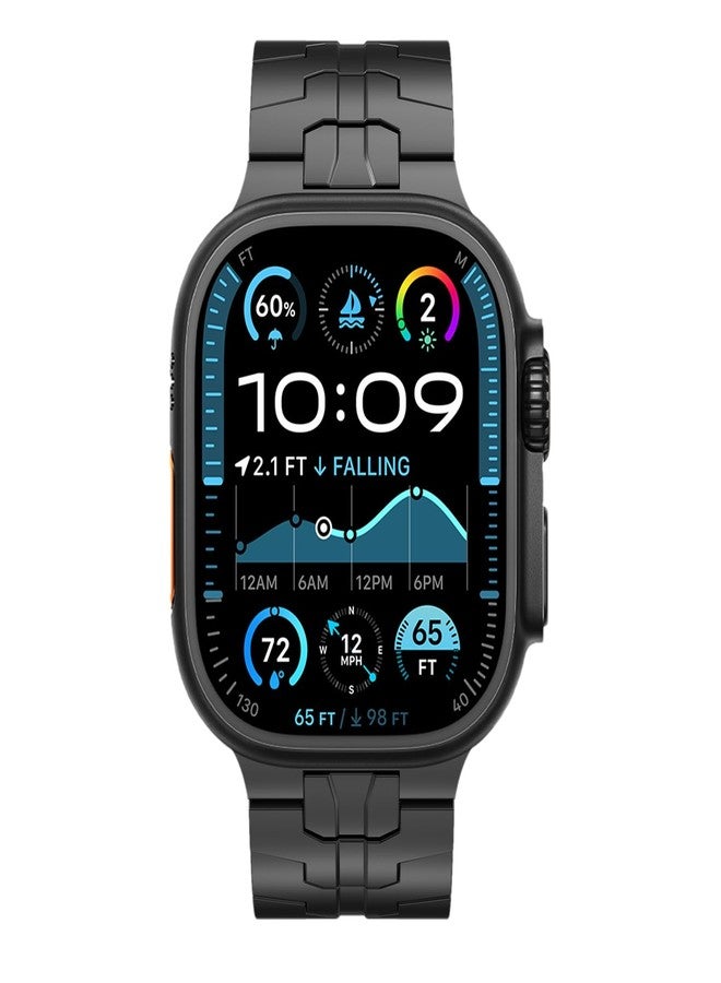 كيدز سوار KADES من التيتانيوم من الدرجة الثانية، متوافق مع ساعات Apple Watch Ultra 3/2/1 مقاس 49 مم، وسلسلة 11/10 مقاس 46 مم، وسلسلة 9/8/7 مقاس 45 مم، وسلسلة 6/5/4 مقاس 44 مم، وسلسلة 3/2/1 مقاس 42 مم. سوار معدني متين للرجال، أسود اللون، بعرض 24 مم. - Image 1