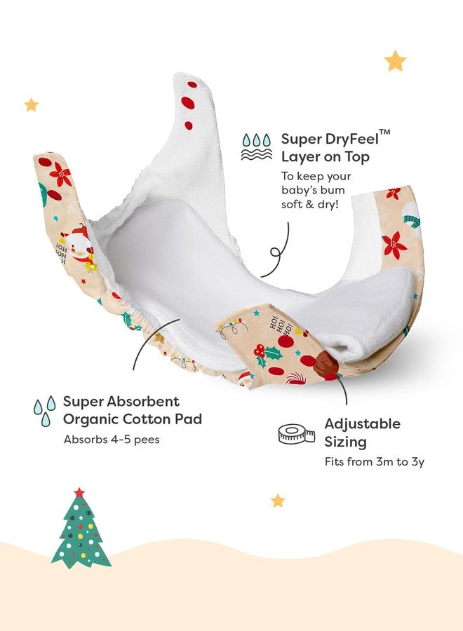 SuperBottoms Freesize UNO Cover - Limited Edition Christmas Print | Waterproof Outer | Reusable Cloth Diaper Cover | Eco-Friendly Diaper Outer - Image 3