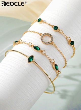 4PCS Women's Bracelet Versatile Stackable Bracelet Set Mixed Motif & Accent Design for Layered Daily & Elevated Styling - view 2