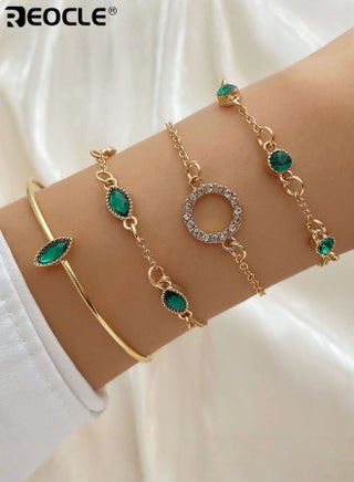 4PCS Women's Bracelet Versatile Stackable Bracelet Set Mixed Motif & Accent Design for Layered Daily & Elevated Styling - view 5