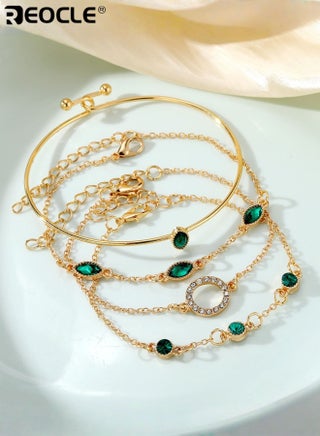 4PCS Women's Bracelet Versatile Stackable Bracelet Set Mixed Motif & Accent Design for Layered Daily & Elevated Styling - view 3
