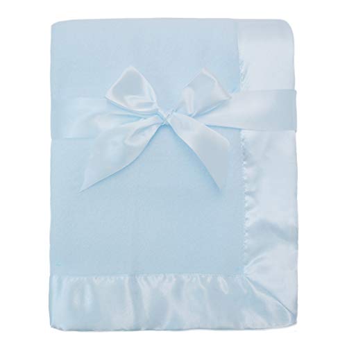 TL Care Fleece Blanket with Silk-Like Satin Trim, Soft, Warm & Cozy, Blue, 30" x 40" for Boys and Girls, Perfect for Baby Carrier, Stroller, Travel and Gifting - Image 1