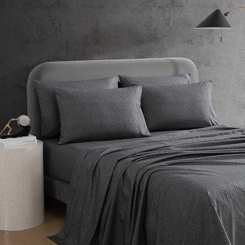 Kenneth Cole Queen Sheet Set Super Soft WrinkleResistant Bedding with Bonus Pillowcases Floral Home Decor OekoTex Certified Chill Flowers Charcoal Queen - Image 3